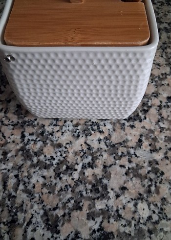 Beyaz Seramik Kapaklı Ahşap Baharat Kabı - Görsel 7