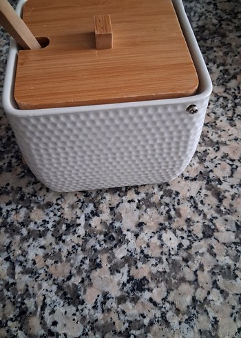 Beyaz Seramik Kapaklı Ahşap Baharat Kabı - Görsel 8