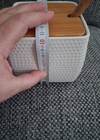 Beyaz Seramik Kapaklı Ahşap Baharat Kabı - Görsel 5