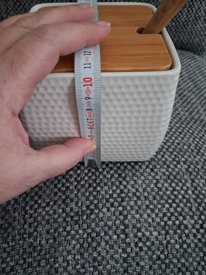 Beyaz Seramik Kapaklı Ahşap Baharat Kabı - Görsel 5