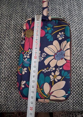 Bohem Renkli Çiçek Desenli Fermuarlı Makyaj Çantası - Görsel 5