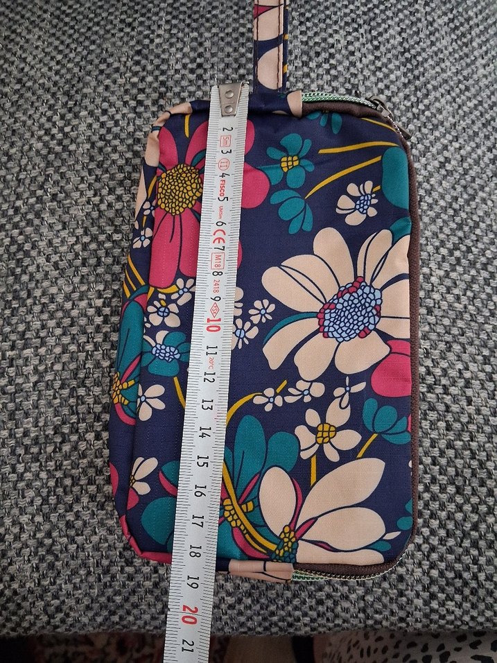 Bohem Renkli Çiçek Desenli Fermuarlı Makyaj Çantası - Görsel 5