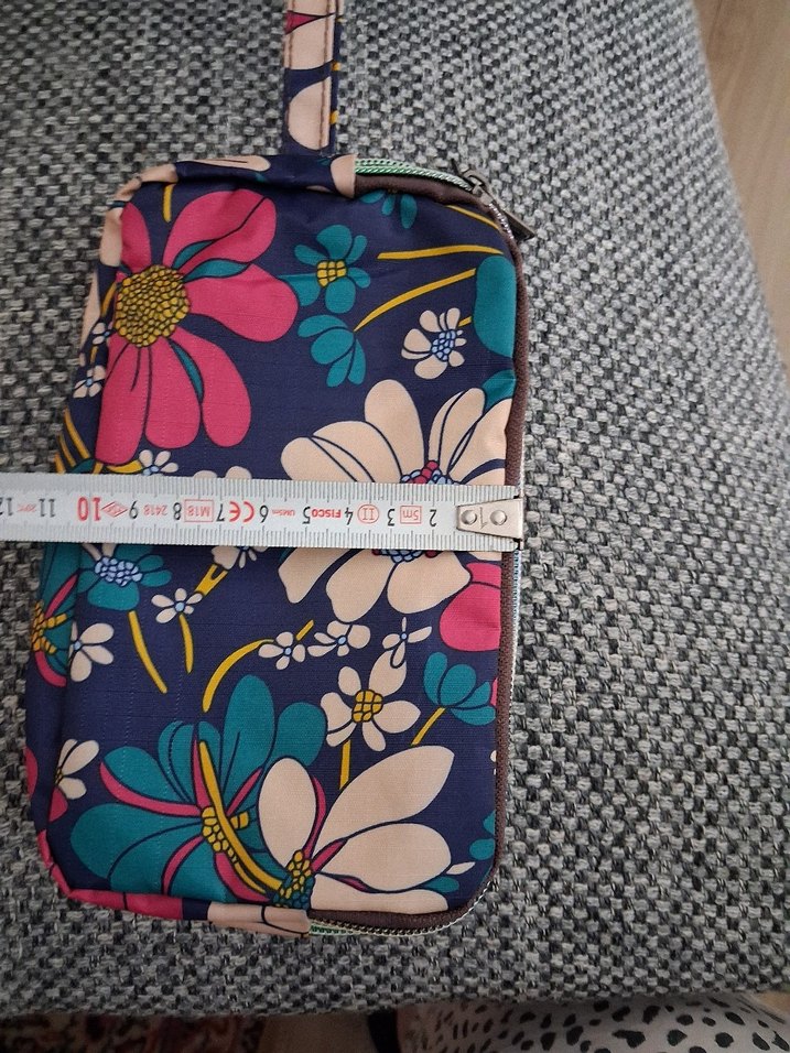 Bohem Renkli Çiçek Desenli Fermuarlı Makyaj Çantası - Görsel 4
