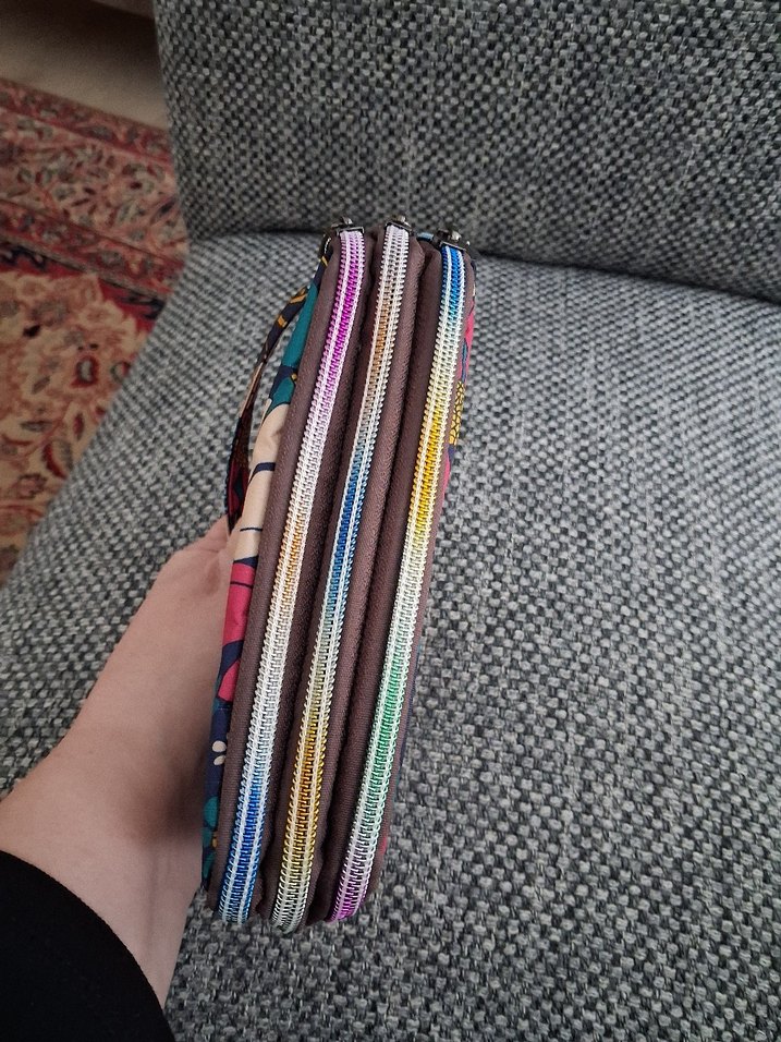 Bohem Renkli Çiçek Desenli Fermuarlı Makyaj Çantası - Görsel 3