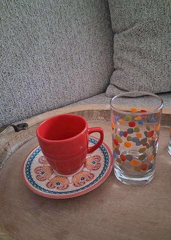 Çok Renkli Desenli Kahve yanı Cam Bardak 8 adet - Görsel 4