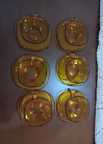 Vintege Cam Fincan ve Tabağı en az 55 senelik - Görsel 2