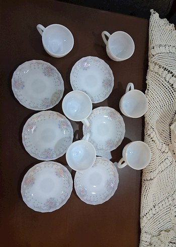 Pastel Çiçek Desenli Beyaz Porselen Fincan 6lı takım vintage - Görsel 3