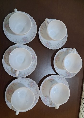 Pastel Çiçek Desenli Beyaz Porselen Fincan 6lı takım vintage - Görsel 2