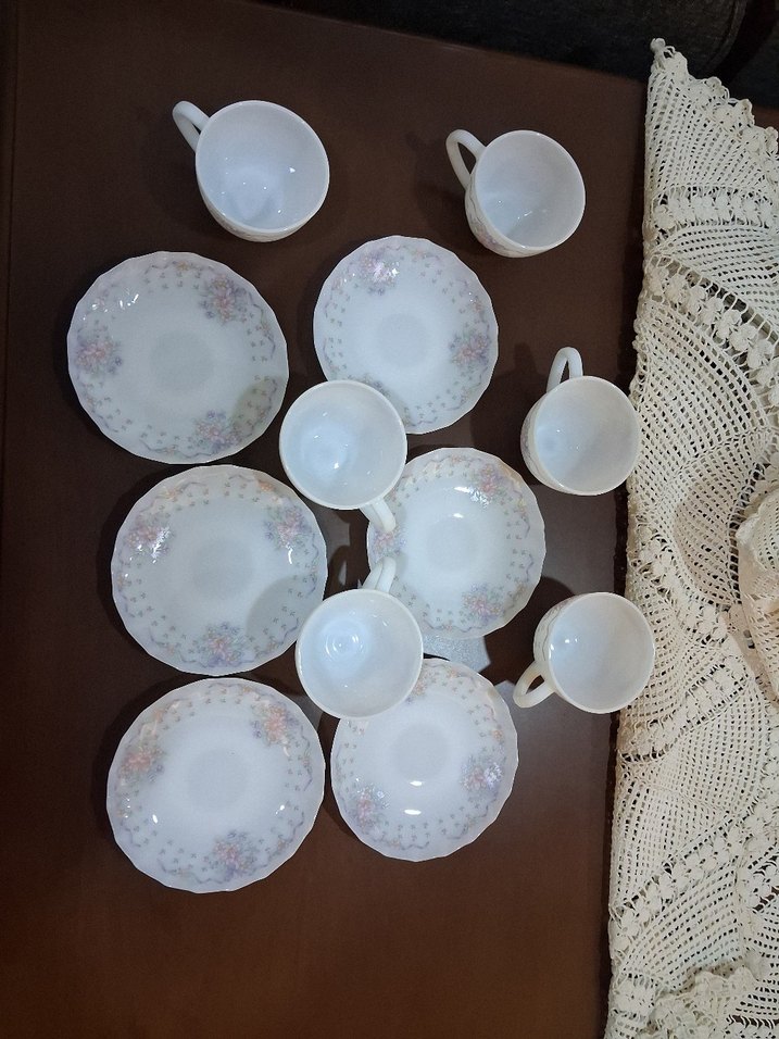 Pastel Çiçek Desenli Beyaz Porselen Fincan 6lı takım vintage - Görsel 3