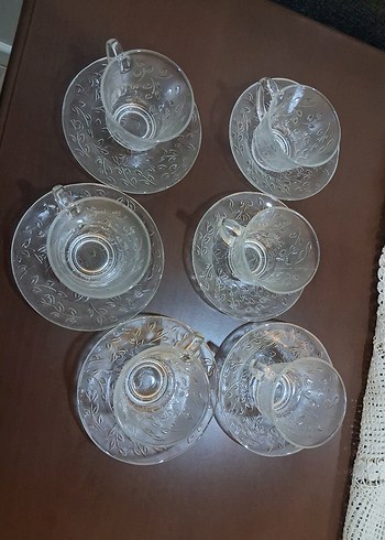 Şeffaf Desenli Cam Fincan Takımı 6 lı - Görsel 2