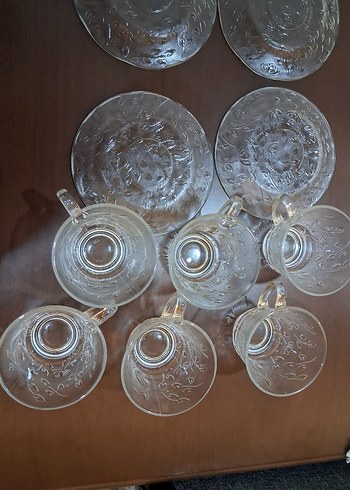 Şeffaf Desenli Cam Fincan Takımı 6 lı - Görsel 3