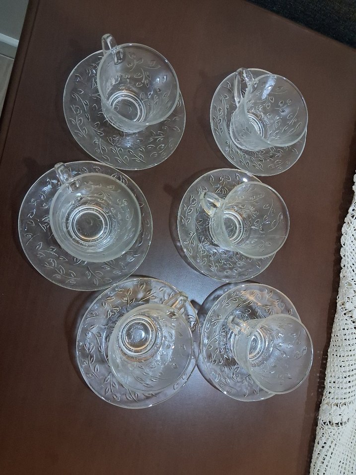 Şeffaf Desenli Cam Fincan Takımı 6 lı - Görsel 2