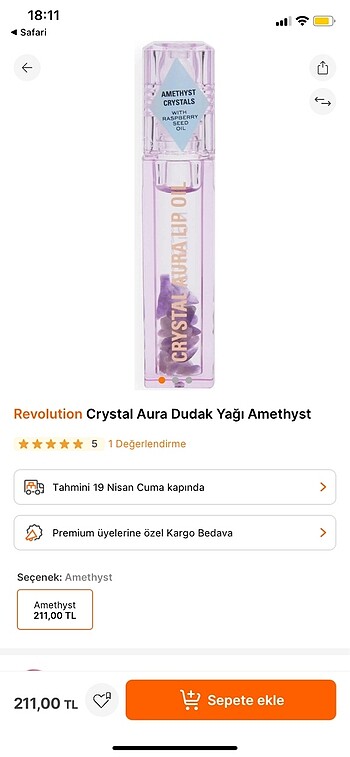 Revolution Crystal Aura Dudak Yağı Ametist
