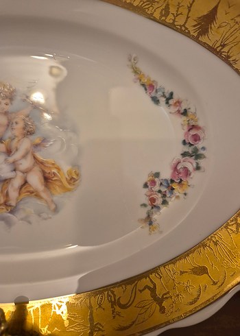 Beden Altın Varaklı Melek Baskılı Porselen Tabak