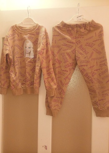 Bej Baskılı Kız Eşofman Takımı - Görsel 5