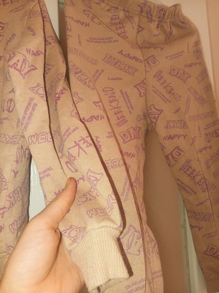 Bej Baskılı Kız Eşofman Takımı - Görsel 4