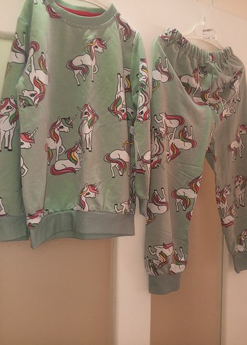 Unicorn Baskılı Gri Kız Eşofman Takımı - Görsel 2