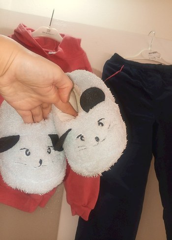 Pembe Baskılı Kız Sweatshirt ve Siyah Eşofman - Görsel 3