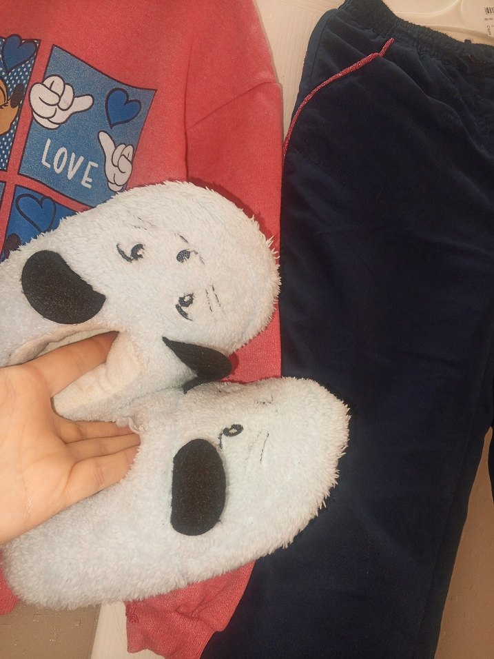 Pembe Baskılı Kız Sweatshirt ve Siyah Eşofman - Görsel 4