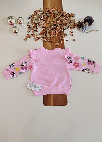 1 Yaş Beden pembe Renk Minnie mouse baskılı pullu bebek takımı