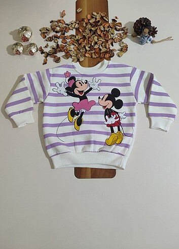 3 Yaş Beden Minnie mouse baskılı şardonlu kız çocuk takımı