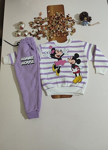 Diğer Minnie mouse baskılı şardonlu kız çocuk takımı