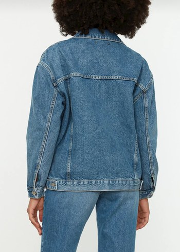 Oversize Mavi Denim Ceket - Görsel 2