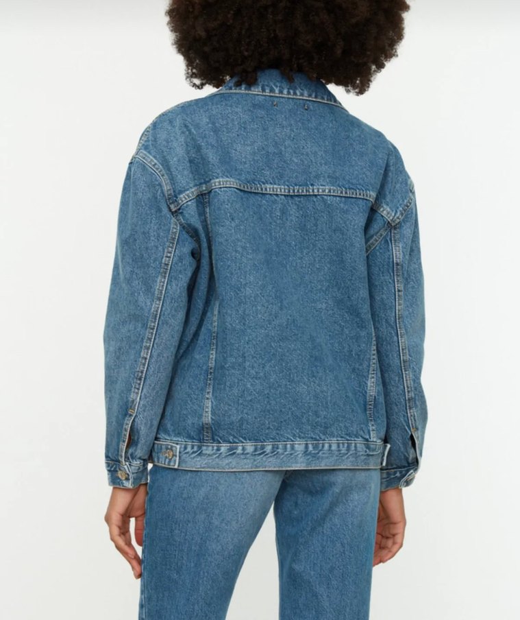 Oversize Mavi Denim Ceket - Görsel 2