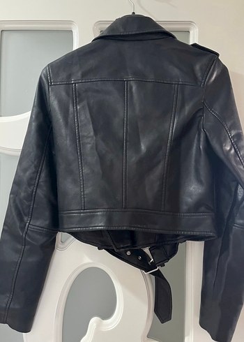 Stradivarius Kadın Siyah Deri Biker Ceket