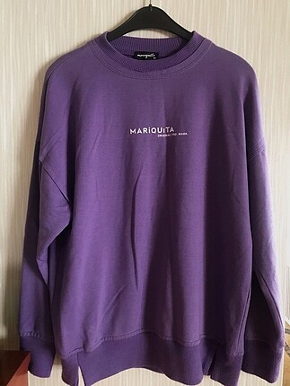 mariquita yazılı mor sweatshirt