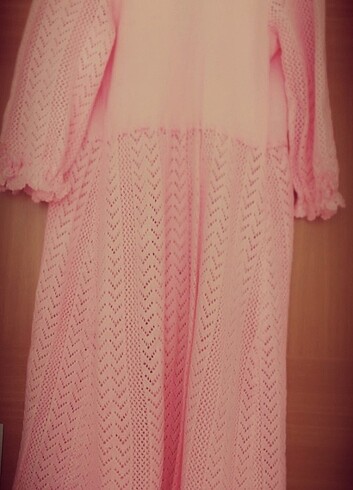 Şeker pembesi, el işi sabahlık  - Görsel 5