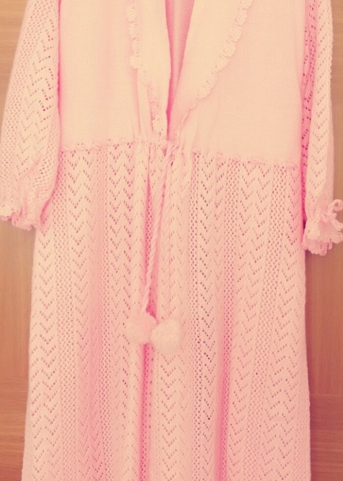 Şeker pembesi, el işi sabahlık  - Görsel 2