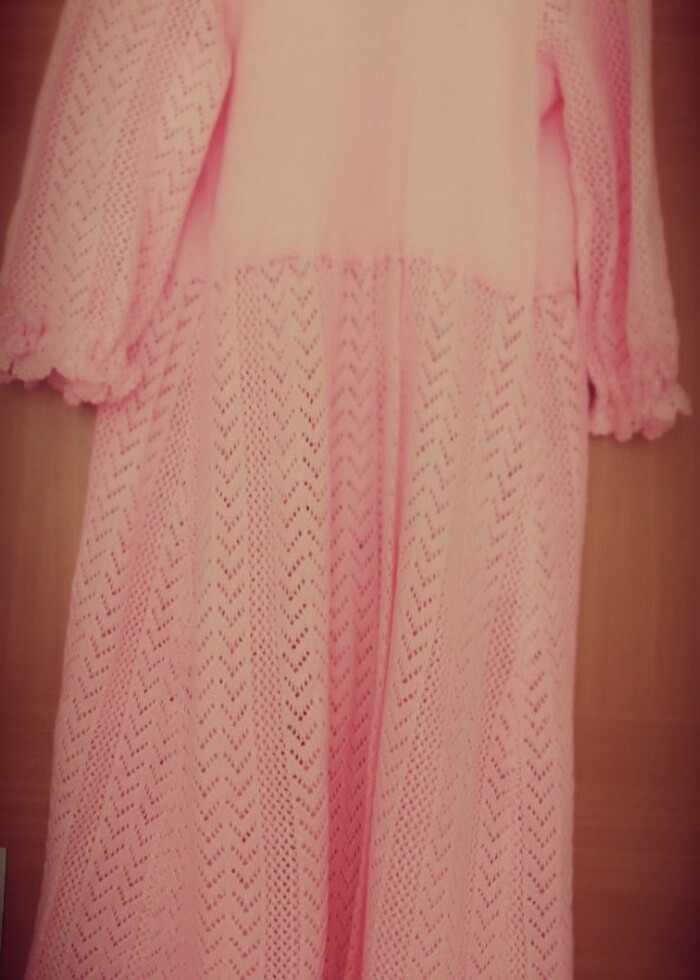 Şeker pembesi, el işi sabahlık  - Görsel 5