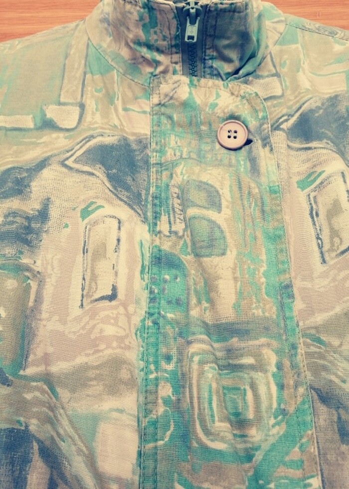 Oberstoff 40 beden yeşil/turkuaz yağmurluk - Görsel 4