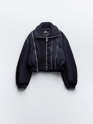 Zara FERMUARLI KONTRAST BOMBER CEKET ZARA