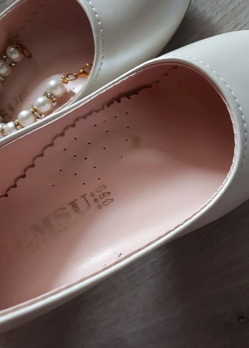 İnci Detaylı Beyaz Kız Çocuk Babet - Görsel 10