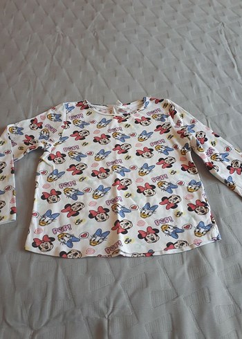 Beyaz Baskılı Uzun Kollu Kız Tişörtü - Görsel 2