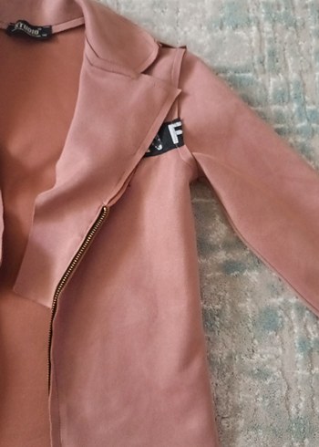 8 Yaş Beden Düğmeli Pembe Süet kız çocuk ceket