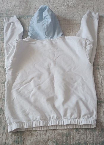 10 Yaş Beden beyaz Renk Kız Çocuk Kapüşonlu Uzun Kollu Sweatshirt