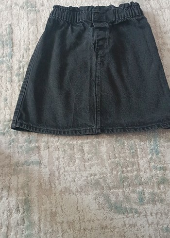Düğmeli Siyah Kiz çocuk Mini Denim Etek