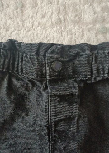 LC Waikiki Düğmeli Siyah Kiz çocuk Mini Denim Etek