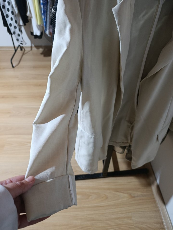 Bej Keten  Kadın Blazer Ceket - Görsel 3