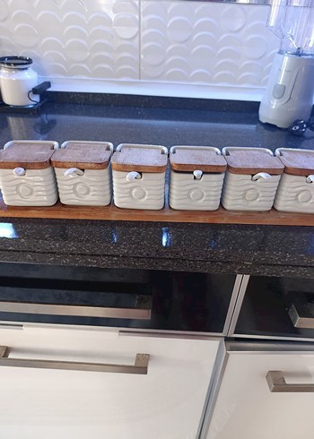 Ahşap Kapaklı Beyaz Baharatlık Seti - Görsel 4