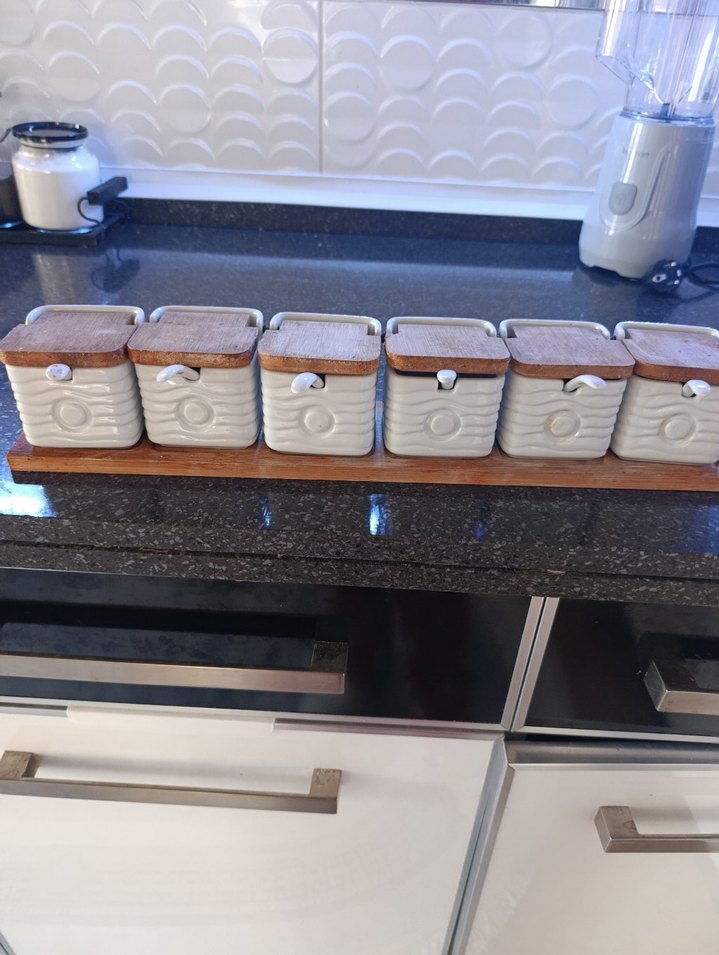 Ahşap Kapaklı Beyaz Baharatlık Seti - Görsel 4