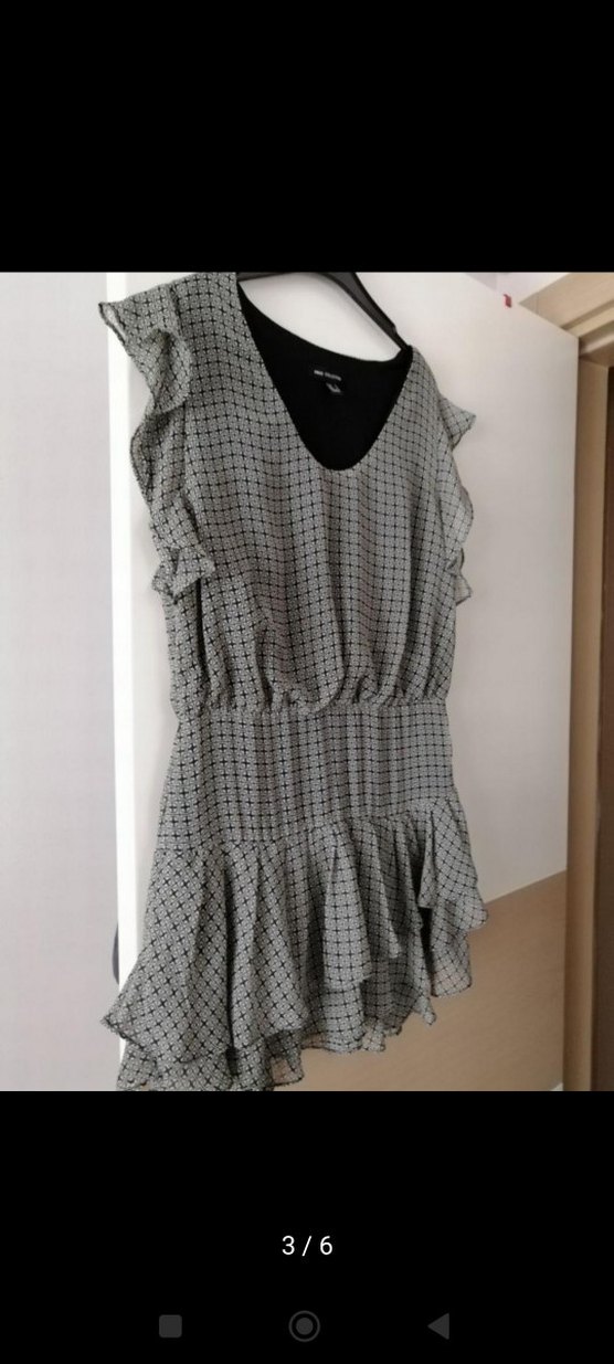 Gri Puantiyeli Fırfırlı Mini Elbise - Görsel 2