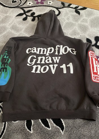 Gri Baskılı Kapüşonlu Sweatshirt - Görsel 3