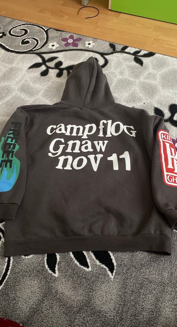 Gri Baskılı Kapüşonlu Sweatshirt - Görsel 3