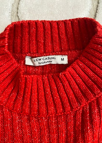 Kırmızı Kadın Boğazlı Triko Kazak - Görsel 2