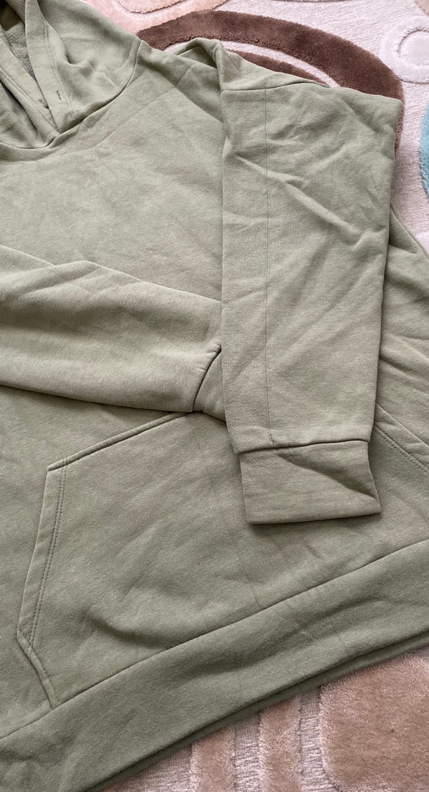 Açık yeşil kapşonlu sweat - Görsel 2