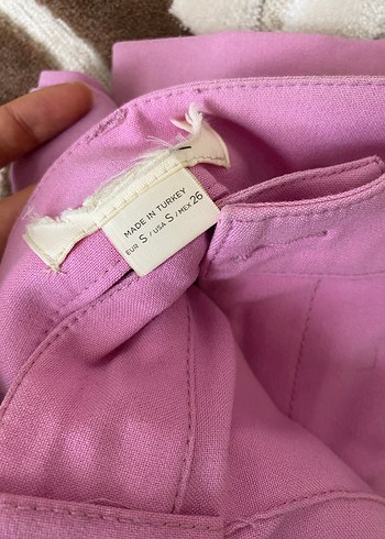 Düğmeli Pembe Kadın Kumaş Pantolon - Görsel 2